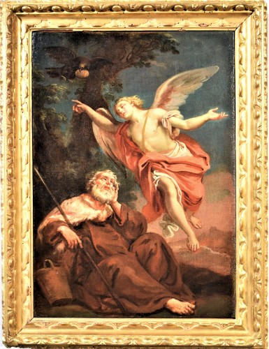 The Angel of God appears to the prophet Elijah - Italian school of the 17th century